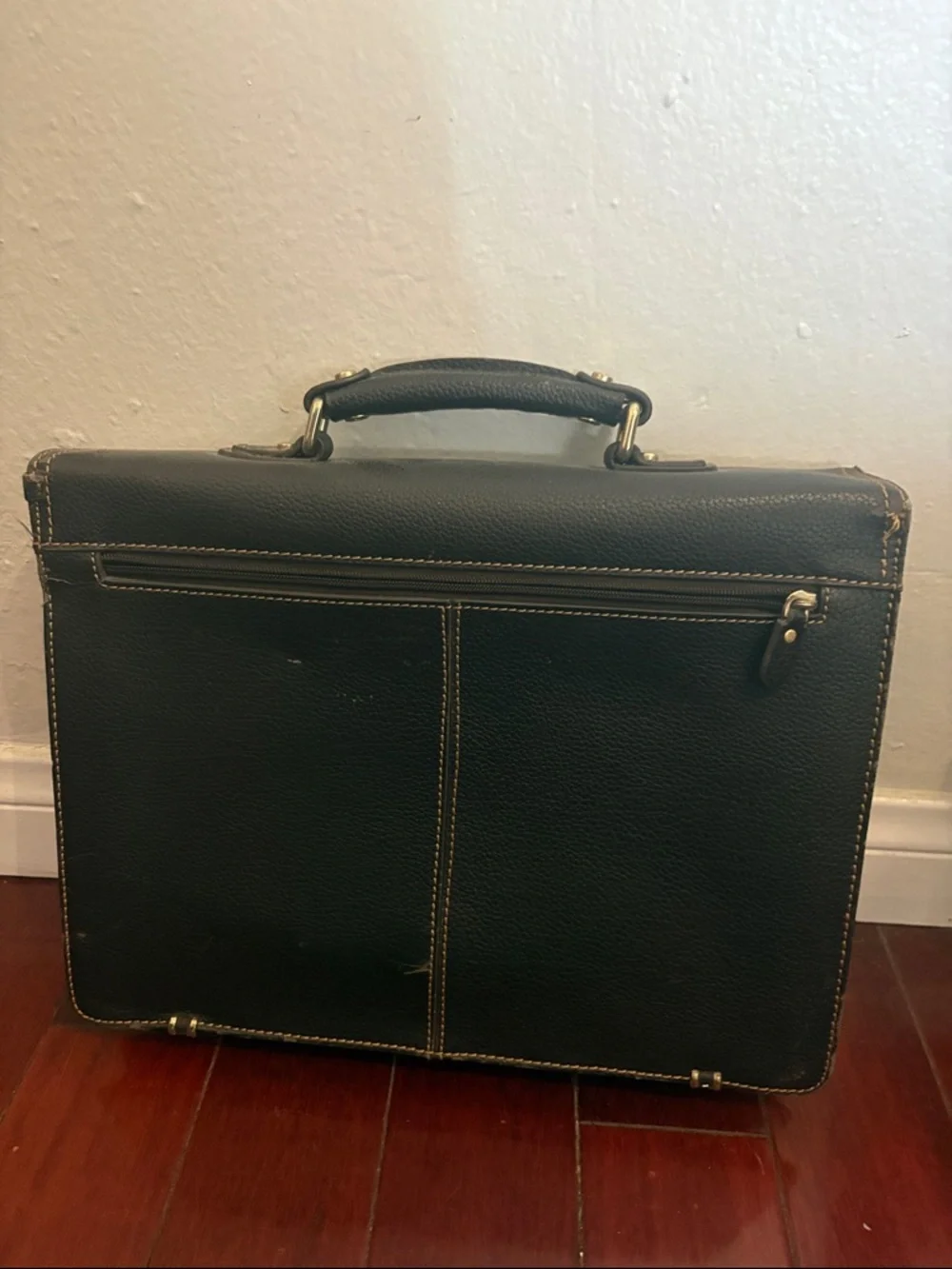 Brooks Brothers Men's Dark Brown Leather Briefcase with Top Handle